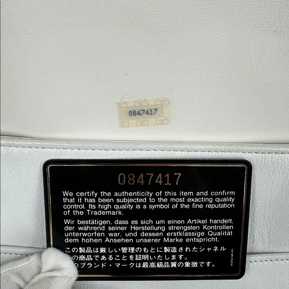 Authenticated CHANEL Quilted Shoulder Bag- White - Picture 10 of 16